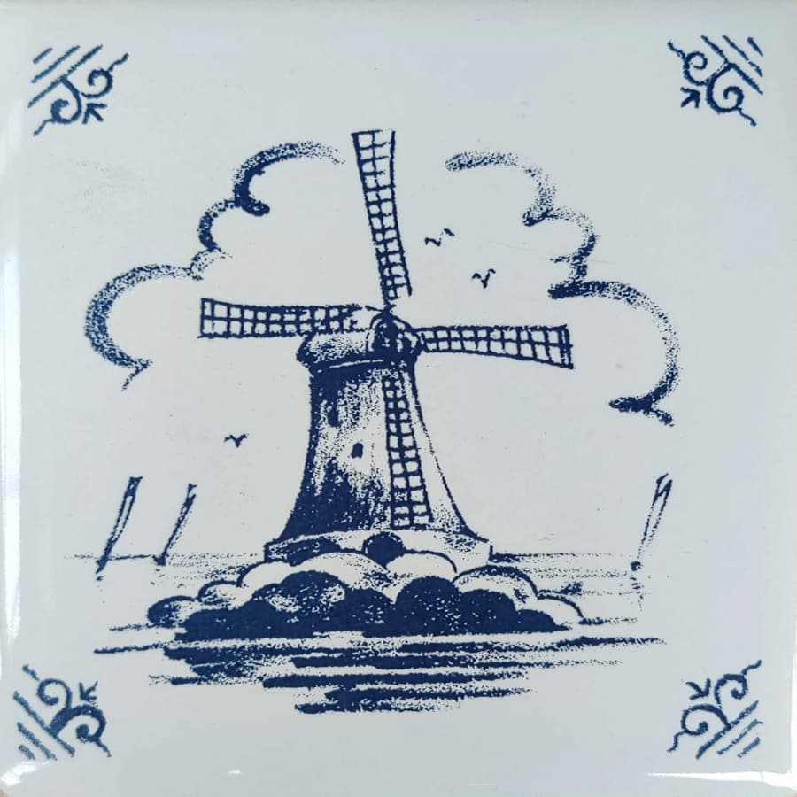 dikte Astrolabium Airco Oud Hollands Blauw Wit Decor 10,8x10,8cm - Tegel Uitverkoop